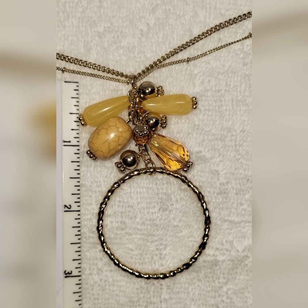 CATO Topaz, Tan and Yellow Beaded Drop Necklace - Picture 4 of 4